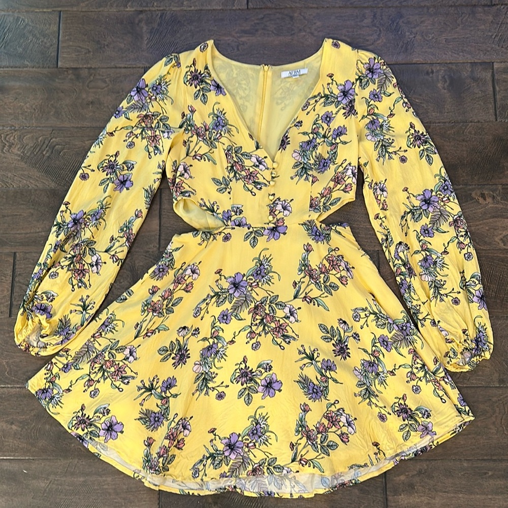 AFRM Los Angeles Floral Cutout Mini Dress